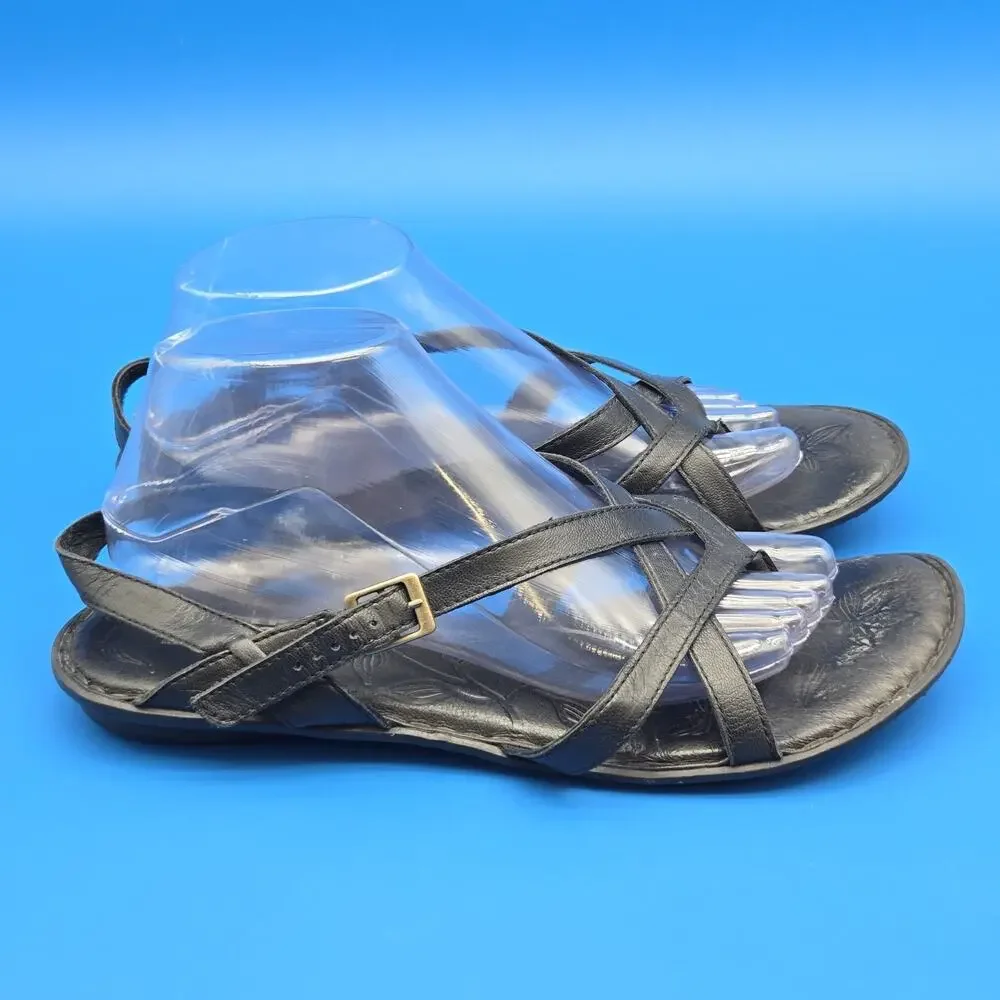 Born Mai Leather Strappy Sandals Women’s Size 10 Black Slingback Comfort